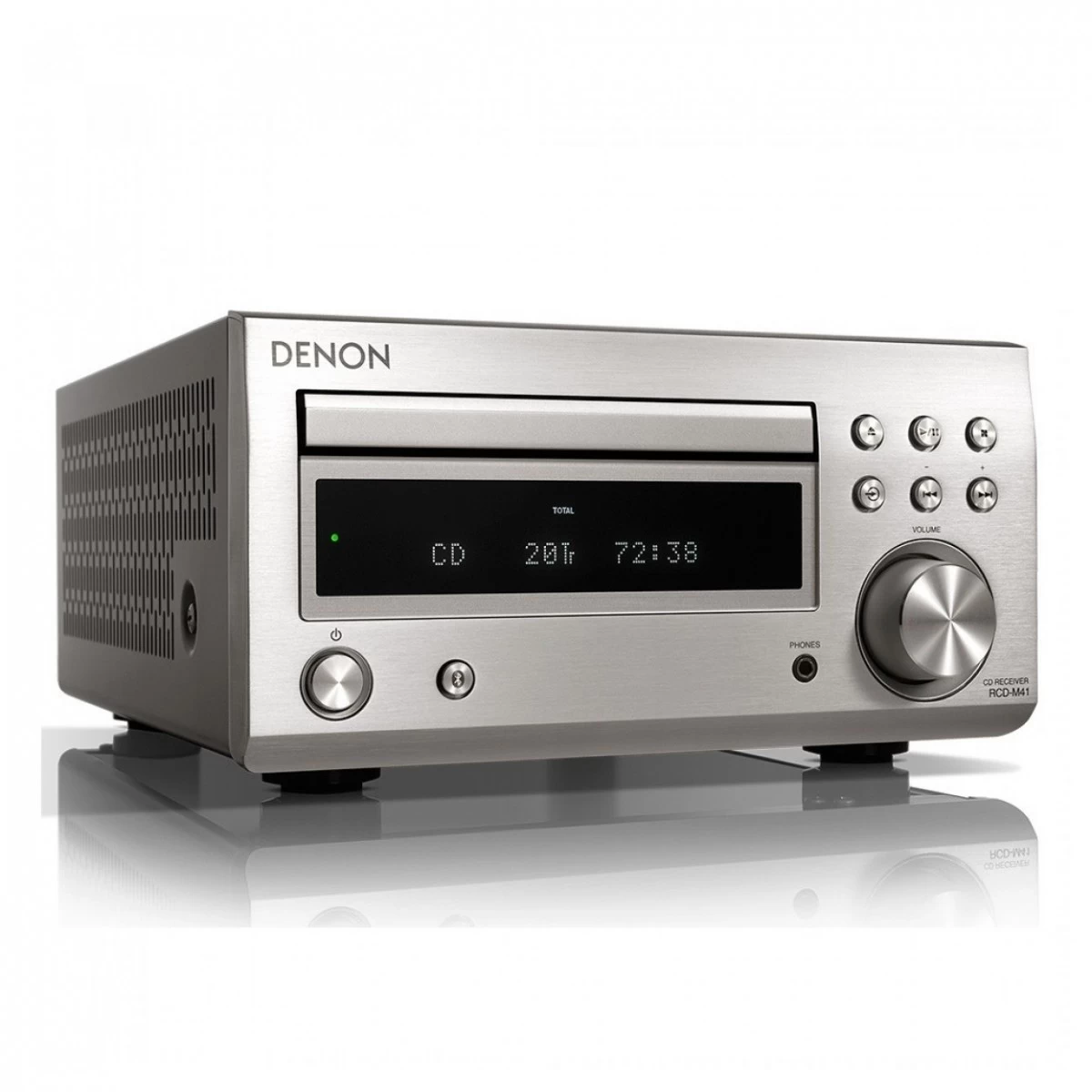 Denon RCD-M41 DAB, Silver W/ Wharfedale 9.1 Speakers, White