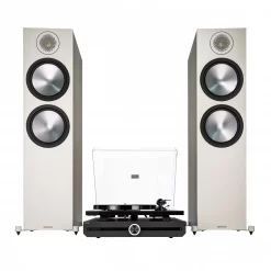 Pro-Ject E1 Turntable, Roksan Attessa Amp & Bronze 500 Speakers, Grey