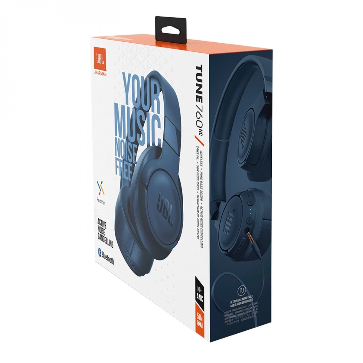 JBL Tune 760NC Over-Ear Noise Cancelling Bluetooth Headphones, Blue - Image 8