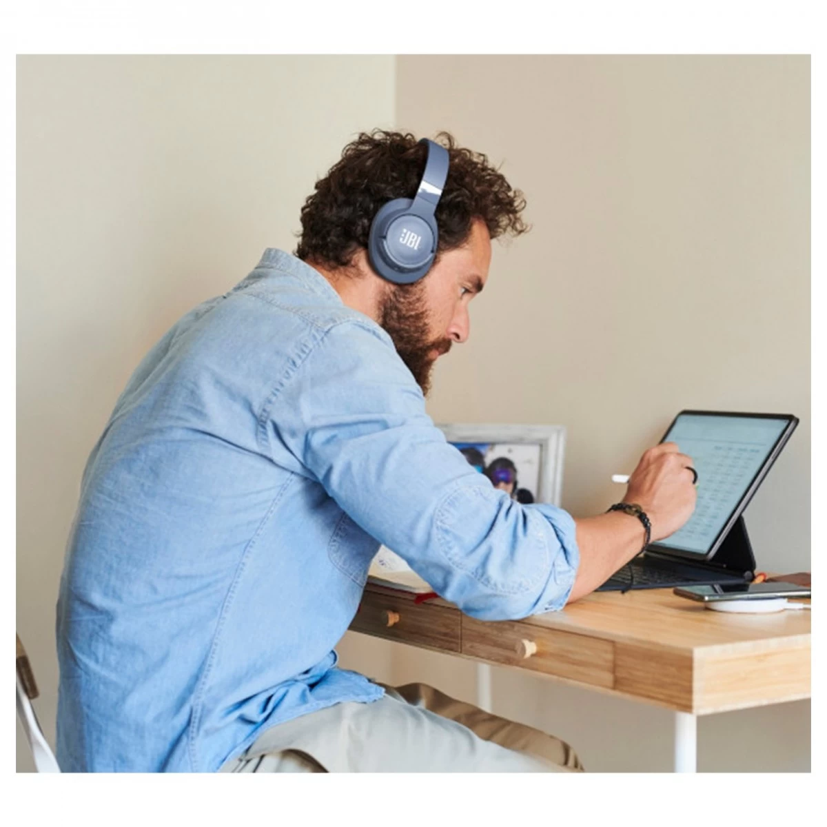 JBL Tune 760NC Over-Ear Noise Cancelling Bluetooth Headphones, Blue - Image 9